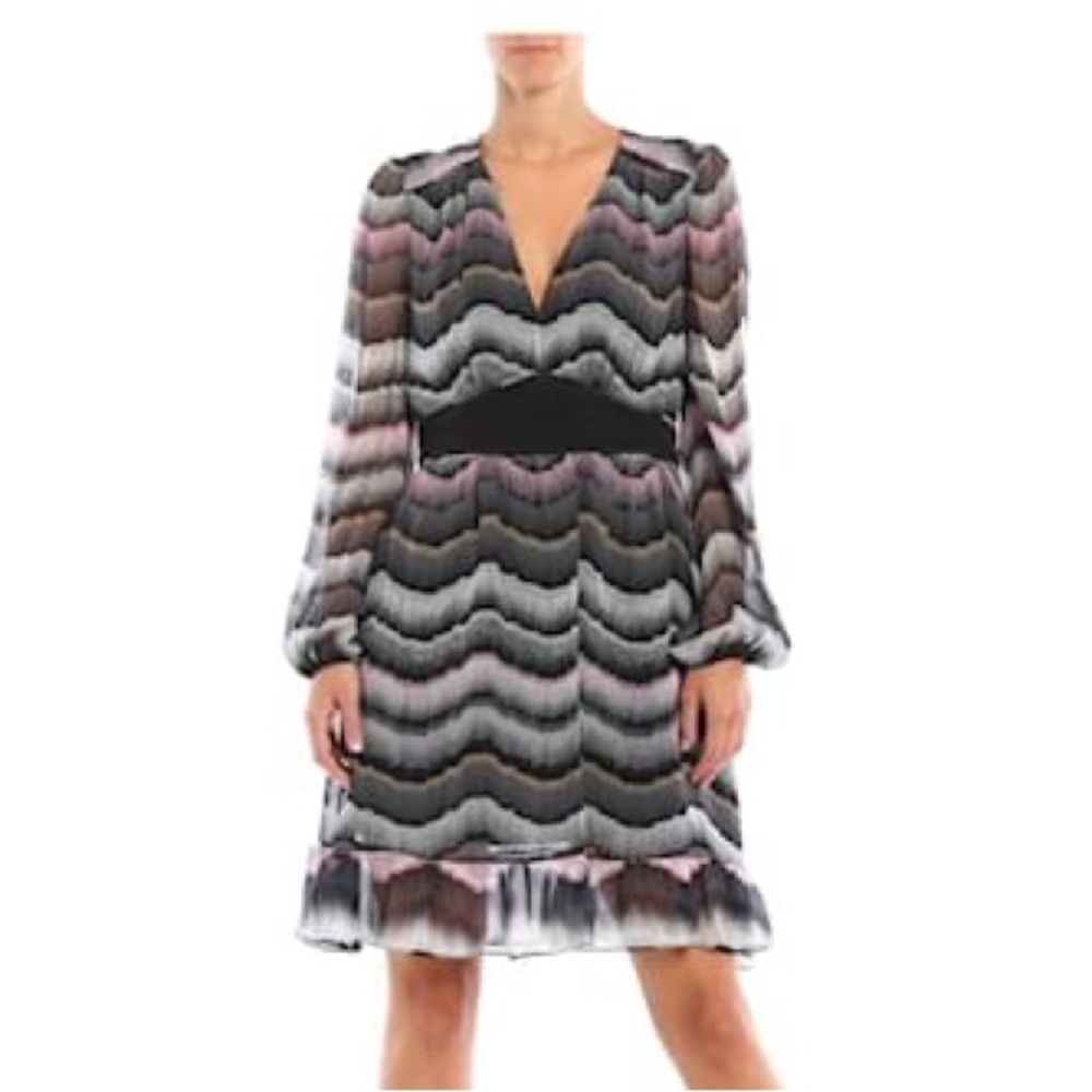 Diane Von Furstenberg 100% Silk V-Neck Geometric Print Dress Size 4